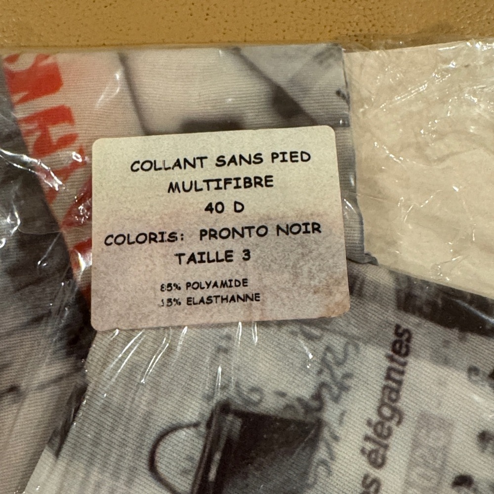 BNWT 2026 from France 🇫🇷 Newspaper Print Tights TILL ANKLE - Picture 2 of 5